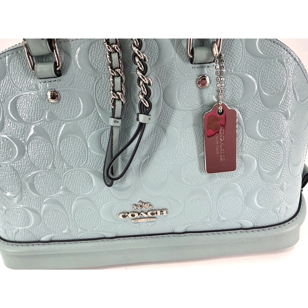Coach Mini Sierra Satchel F58540 Patent‎ Leather Blue | Crossbody | Authentic - Picture 9 of 12
